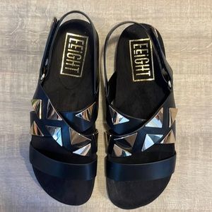 New in Box EEIGHT sandals black and gold
